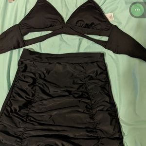 Black bikini with high waisted bottoms